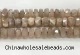 CMS1665 15.5 inches 6*12mm - 8*13mm faceted tyre moonstone beads