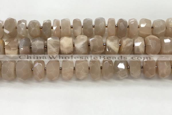CMS1665 15.5 inches 6*12mm - 8*13mm faceted tyre moonstone beads