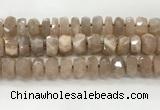 CMS1666 15.5 inches 6*13mm - 8*14mm faceted tyre moonstone beads