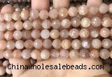 CMS1679 15.5 inches 8mm faceted round moonstone beads wholesale