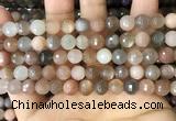 CMS1693 15.5 inches 8mm faceted round rainbow moonstone beads