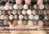 CMS1695 15.5 inches 12mm faceted round rainbow moonstone beads