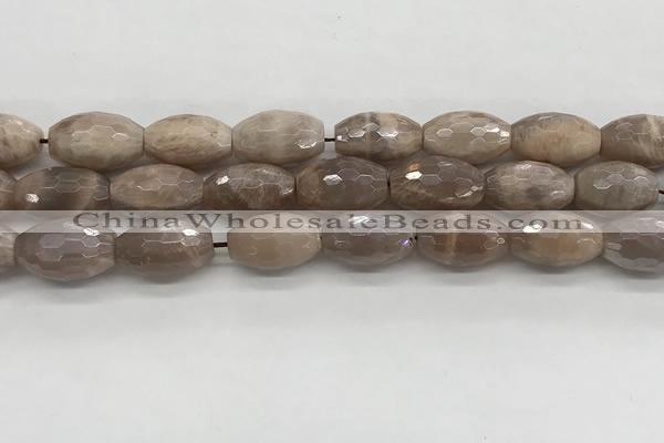 CMS1777 15.5 inches 11*18mm faceted rice AB-color moonstone beads