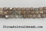 CMS1782 15.5 inches 10*12mm faceted rectangle AB-color moonstone beads