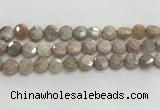 CMS1789 15.5 inches 10mm faceted coin AB-color moonstone beads