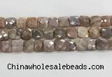 CMS1830 15.5 inches 14*14mm faceted square AB-color moonstone beads