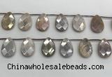 CMS1840 18*25mm faceted flat teardrop AB-color moonstone beads