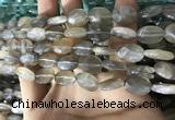 CMS1850 15.5 inches 8*12mm faceted oval grey moonstone beads