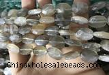 CMS1851 15.5 inches 10*14mm faceted oval grey moonstone beads