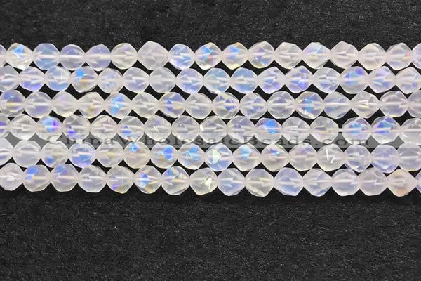 CMS1871 15.5 inches 6mm faceted nuggets AB-color white moonstone beads