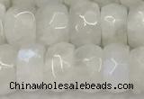 CMS1912 15.5 inches 6*10mm faceted rondelle white moonstone beads