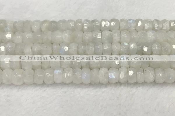 CMS1912 15.5 inches 6*10mm faceted rondelle white moonstone beads