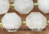CMS2067 15 inches 9*10mm faceted white moonstone beads wholesale