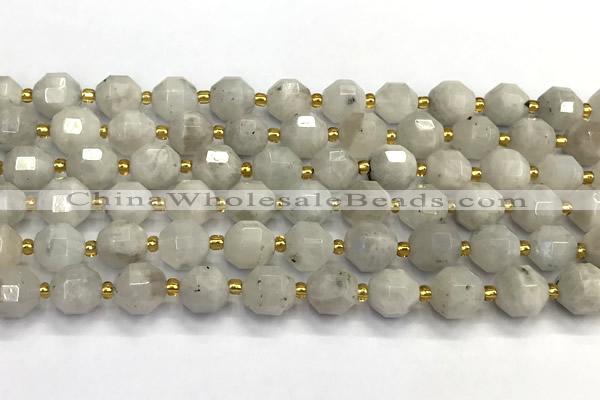 CMS2090 15 inches 9mm - 10mm faceted white moonstone beads