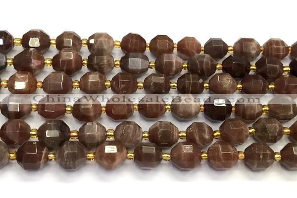 CMS2093 15 inches 9mm - 10mm faceted moonstone gemstone beads