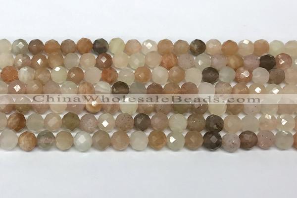 CMS2123 15 inches 6mm faceted rondelle moonstone beads