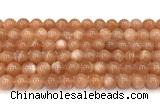 CMS2253 15 inches 10mm round orange moonstone beads wholesale