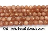 CMS2260 15 inches 10mm faceted round orange moonstone beads