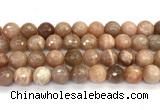 CMS2261 15 inches 12mm faceted round orange moonstone beads