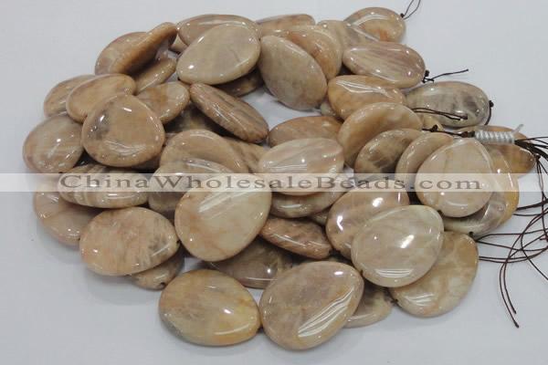 CMS32 15.5 inches 30*40mm flat teardrop moonstone gemstone beads