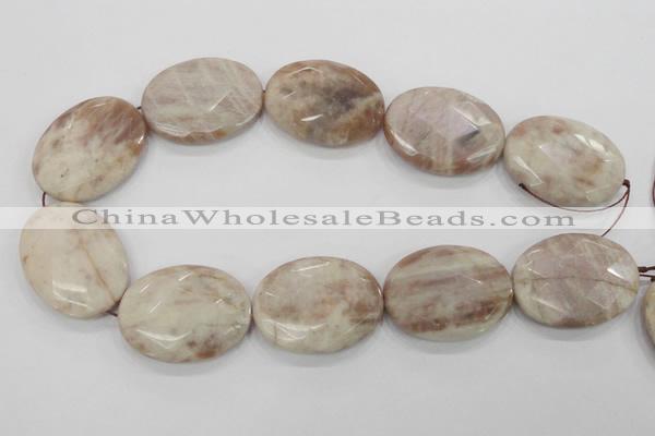 CMS39 15.5 inches 30*40mm faceted oval moonstone gemstone beads