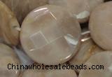 CMS48 15.5 inches 30mm faceted coin moonstone gemstone beads