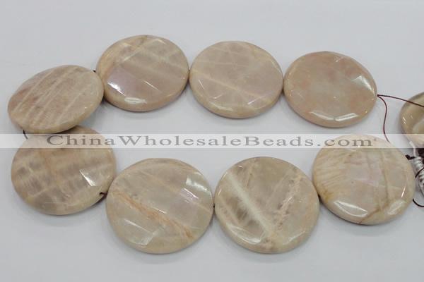 CMS50 15.5 inches 50mm faceted coin moonstone gemstone beads