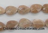 CMS53 15.5 inches 10*14mm faceted flat teardrop moonstone beads