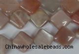 CMS530 15.5 inches 12*12mm diamond moonstone beads wholesale