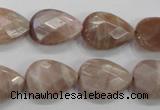 CMS54 15.5 inches 13*18mm faceted flat teardrop moonstone beads