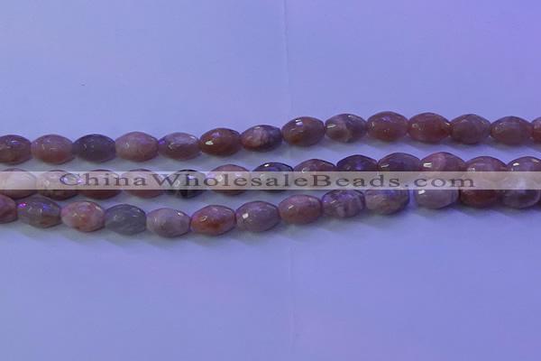 CMS582 15.5 inches 8*11mm faceted rice moonstone gemstone beads