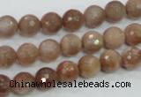 CMS59 15.5 inches 8mm faceted round moonstone gemstone beads