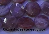 CMS591 15.5 inches 15mm faceted coin moonstone gemstone beads