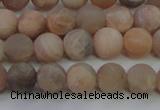CMS603 15.5 inches 10mm round matte natural moonstone beads