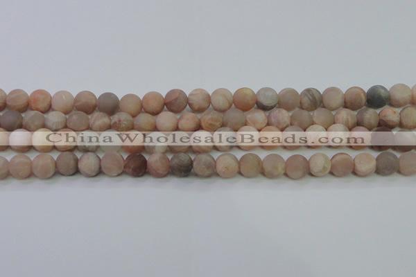 CMS604 15.5 inches 12mm round matte natural moonstone beads