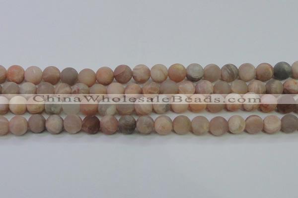 CMS605 15.5 inches 14mm round matte natural moonstone beads