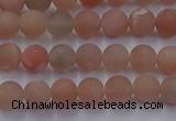 CMS610 15.5 inches 4mm round matte moonstone beads wholesale