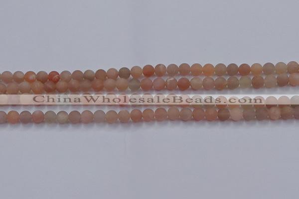 CMS610 15.5 inches 4mm round matte moonstone beads wholesale