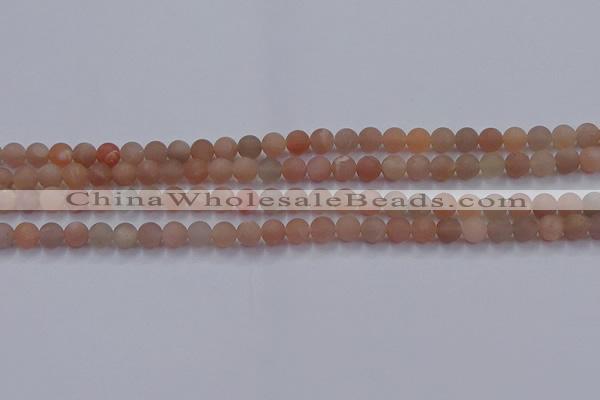 CMS611 15.5 inches 6mm round matte moonstone beads wholesale