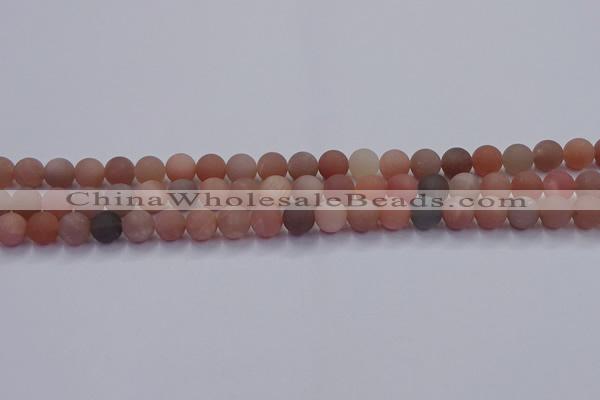 CMS612 15.5 inches 8mm round matte moonstone beads wholesale