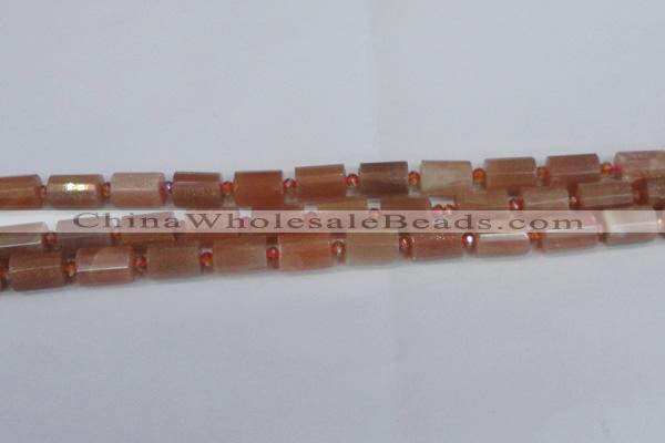 CMS773 15.5 inches 10*15mm faceted tube moonstone beads