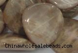 CMS80 15.5 inches 28mm twisted coin moonstone gemstone beads