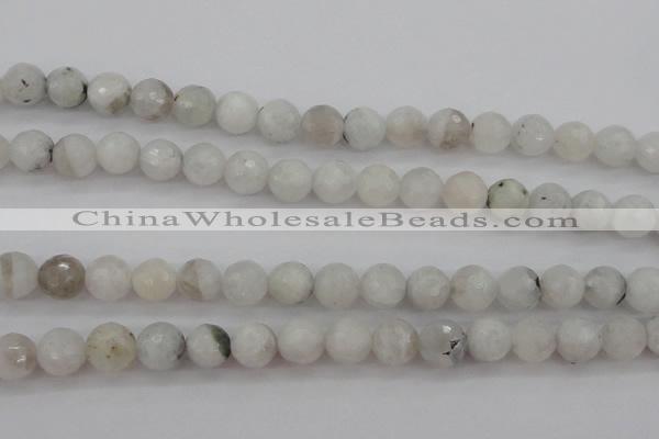 CMS802 15.5 inches 8mm faceted round white moonstone beads