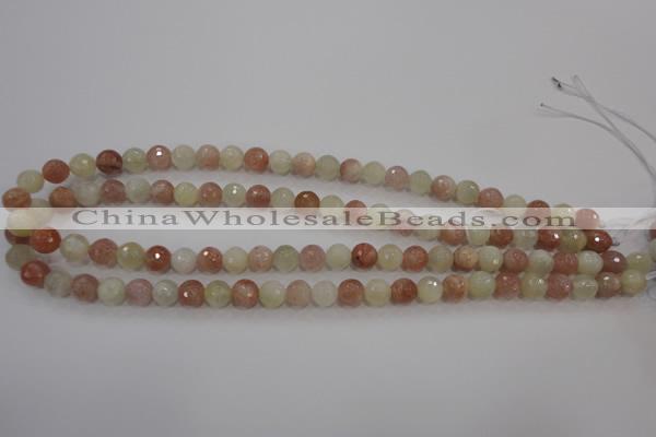 CMS871 15.5 inches 8mm faceted round moonstone gemstone beads