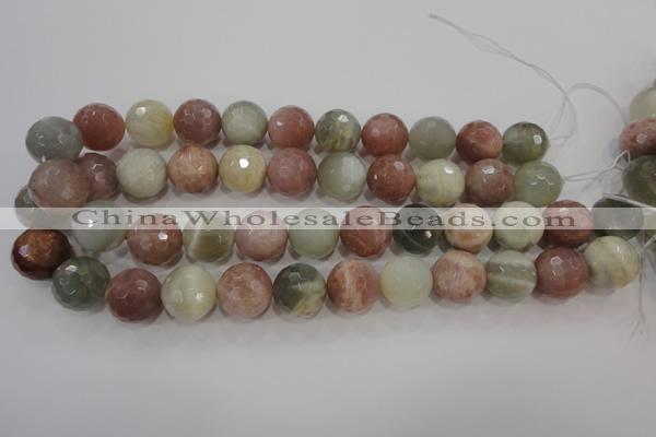 CMS874 15.5 inches 14mm faceted round moonstone gemstone beads