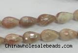 CMS88 15.5 inches 8*12mm faceted teardrop moonstone gemstone beads