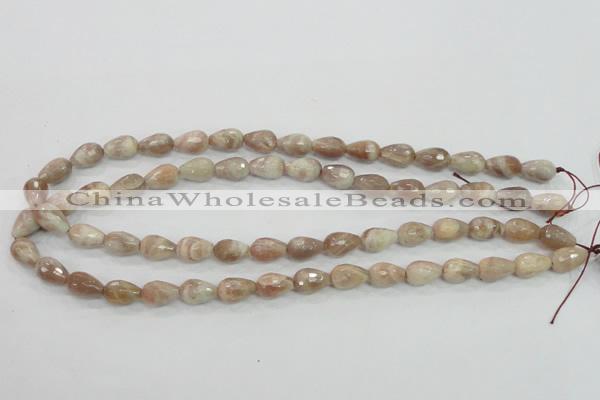 CMS88 15.5 inches 8*12mm faceted teardrop moonstone gemstone beads