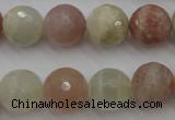 CMS882 15.5 inches 14mm faceted round moonstone gemstone beads