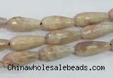 CMS90 15.5 inches 7*18mm faceted teardrop moonstone gemstone beads