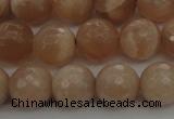 CMS942 15.5 inches 8mm faceted round A grade moonstone gemstone beads